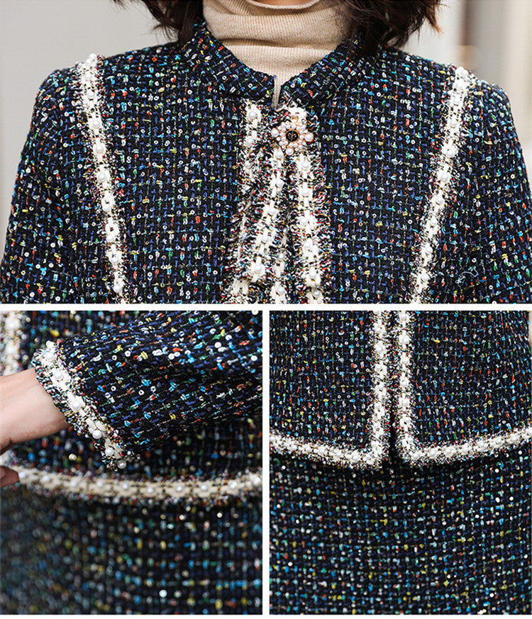 【Set】ツイード2点セット ジャケット + スカート W9528