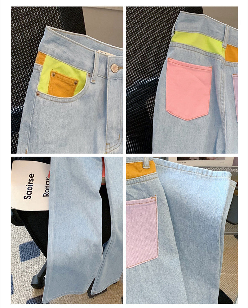 【Bottoms】配色デニムパンツ W11829