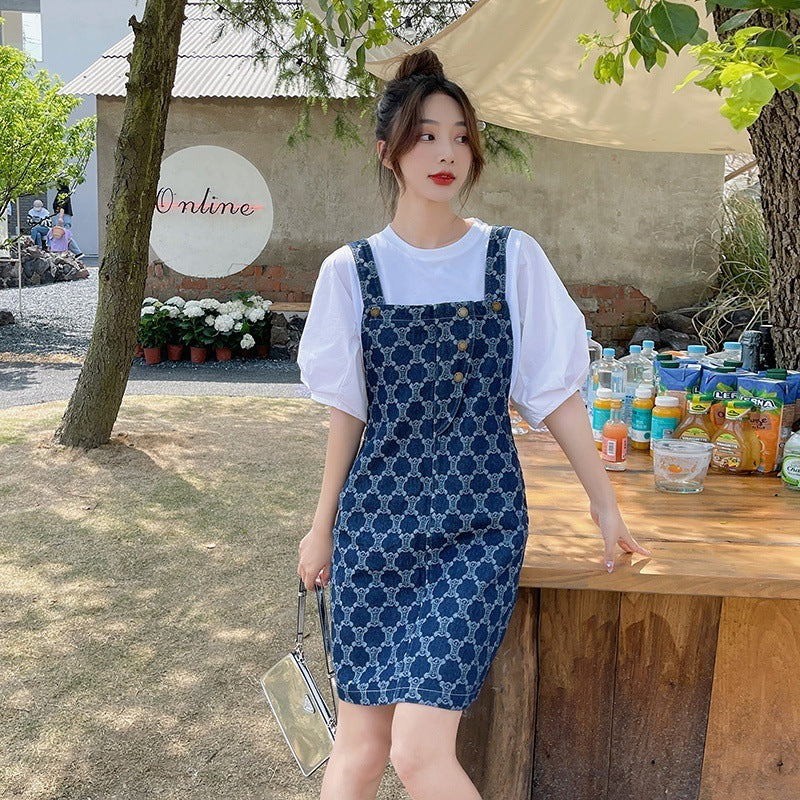 【Set】2点セット Tシャツ+サロペット  W12037