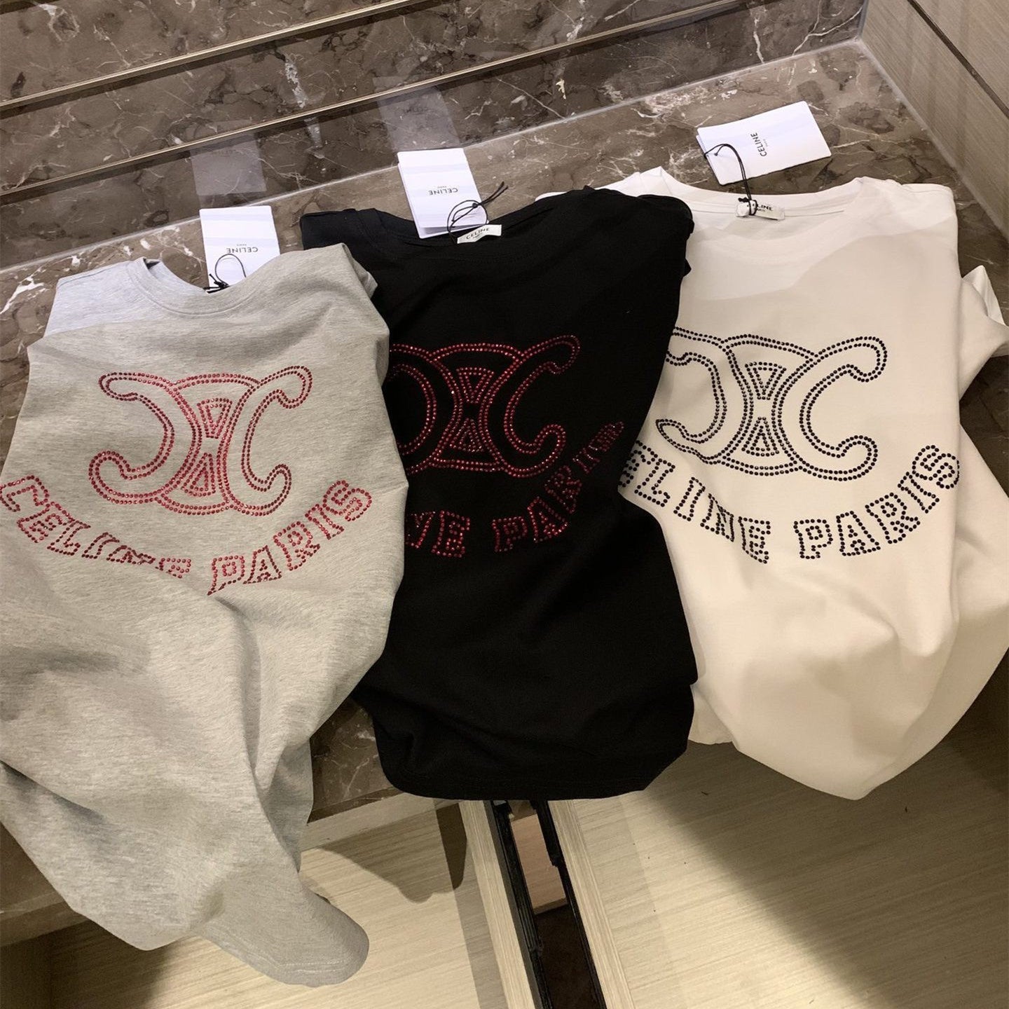 【Tops】3色選択可ダイヤモンドTシャツ W11193