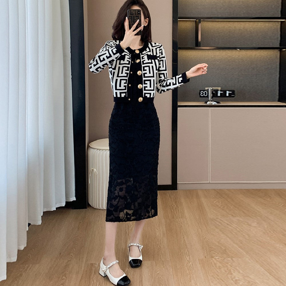 【Set】新入荷~カーデ +キャミワンピ 2点セット Z-6631