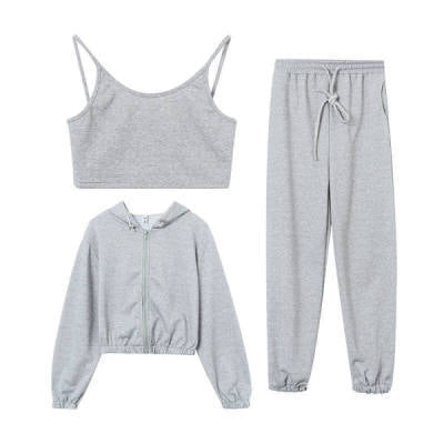【Set】新作アイテム~大人カジュアル3点セット パーカー + キャミソール + スウエットパンツ Z-5763