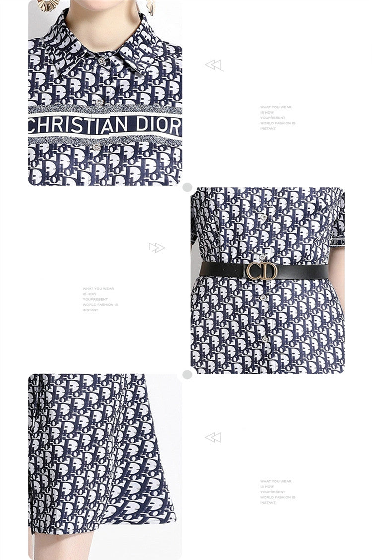 【Dress】プリントシャツワンピース W10672