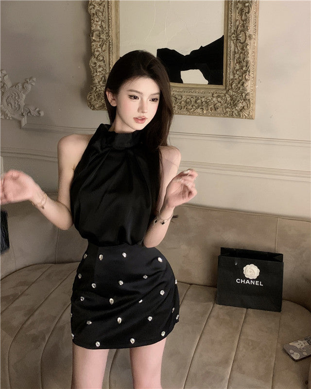 【Set】リボン付きトップス+スカートセット T01393