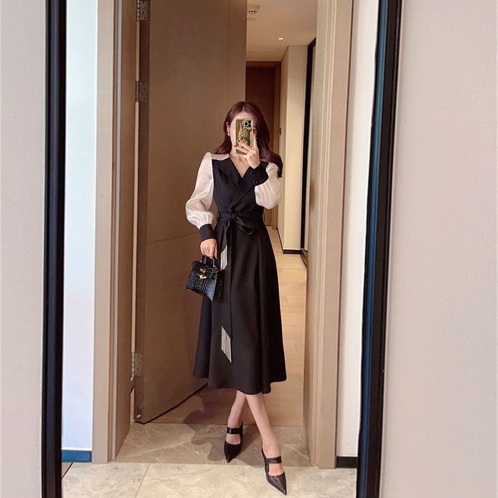 【Dress】配色OL通勤ワンピース Z7755