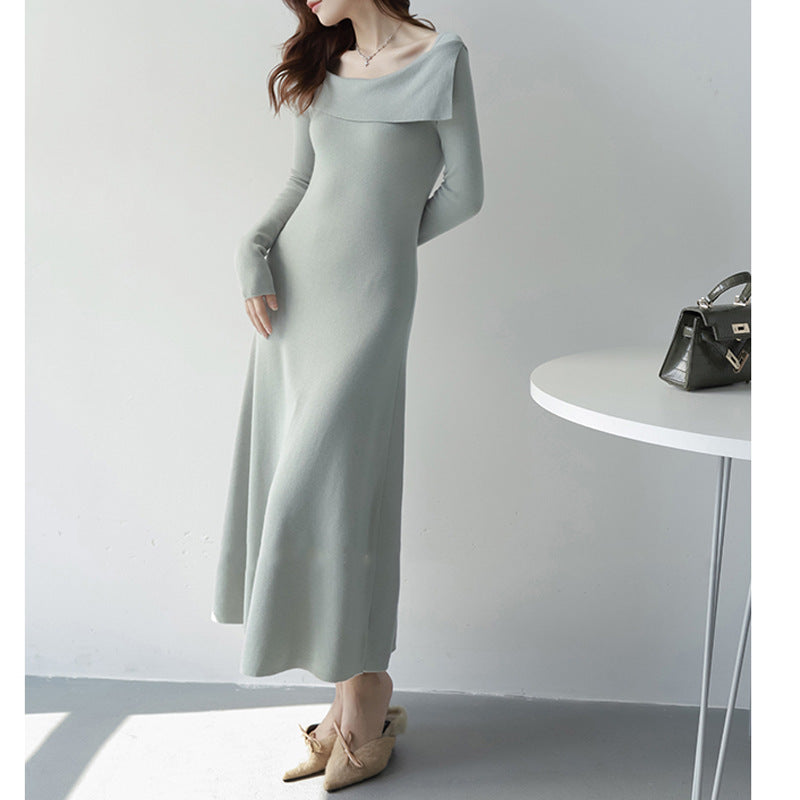 【Dress】フレンチレトロ風ニットワンピース W9573