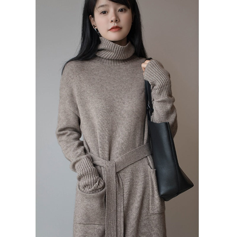 【Dress】3色展開ハイネックニットワンピース W9575