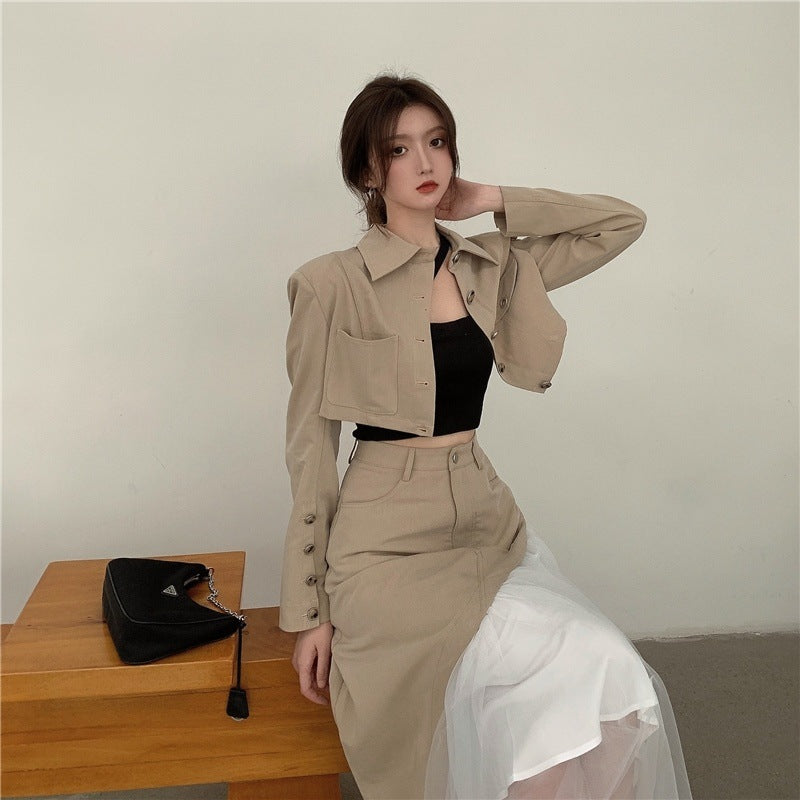 【Set】カジュアルセットジャケット+スカート W11232