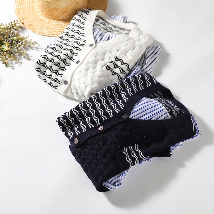 【Outer】フェイクレイヤードOLカーディガン Z-6747