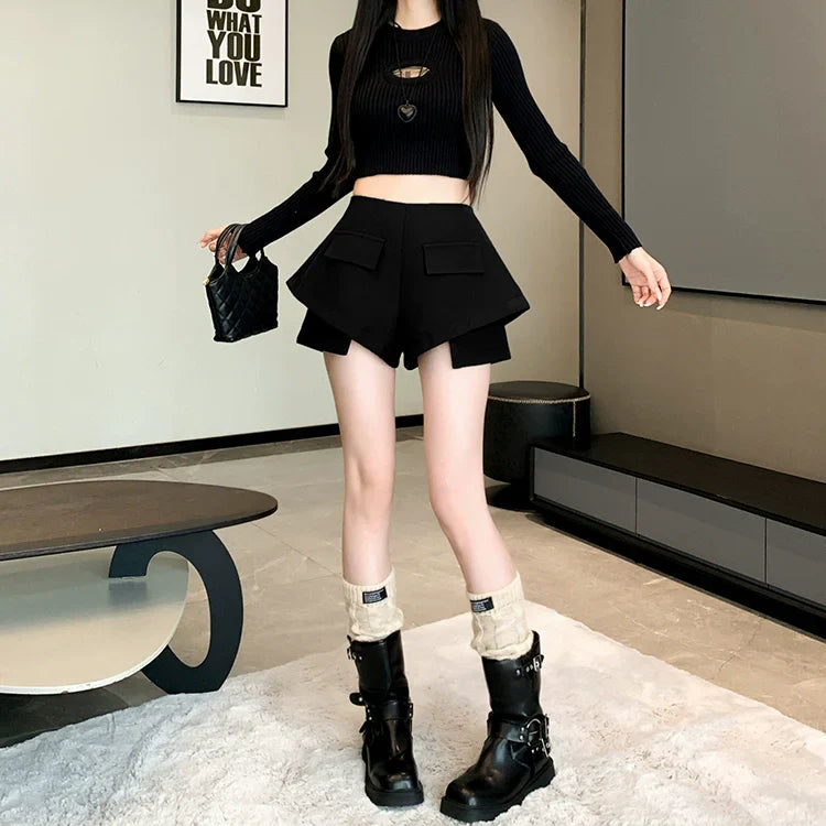 【Bottoms】ハイウエストショートパンツ W9820