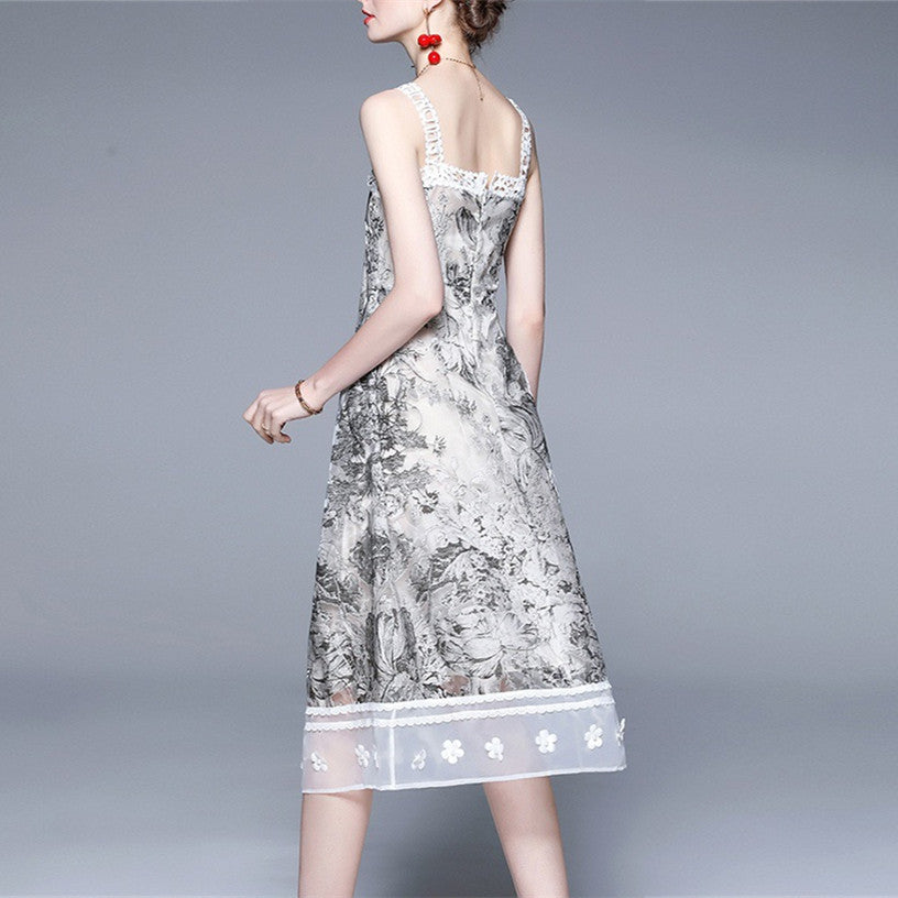 【Dress】超人気商品~レディースプリントAラインキャミソールワンピース W-6503