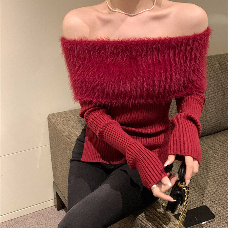 【Tops】オフショルダーニット W13768