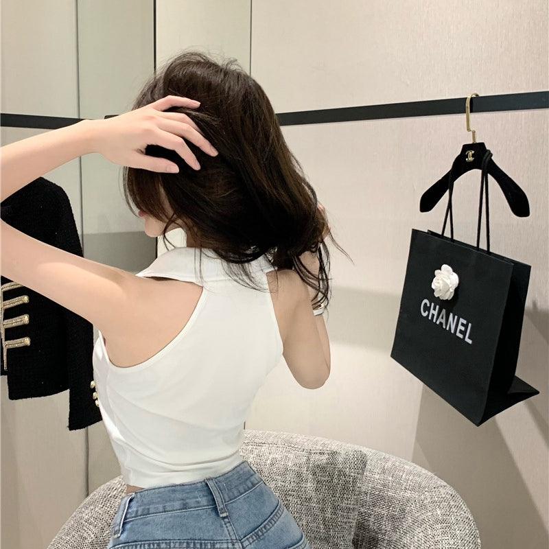 【Tops】POLO ネックホルタートップ T01397
