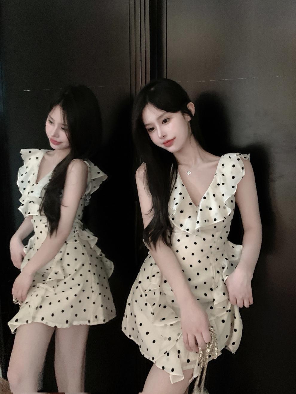 【Dress】ドット柄ワンピース W11965