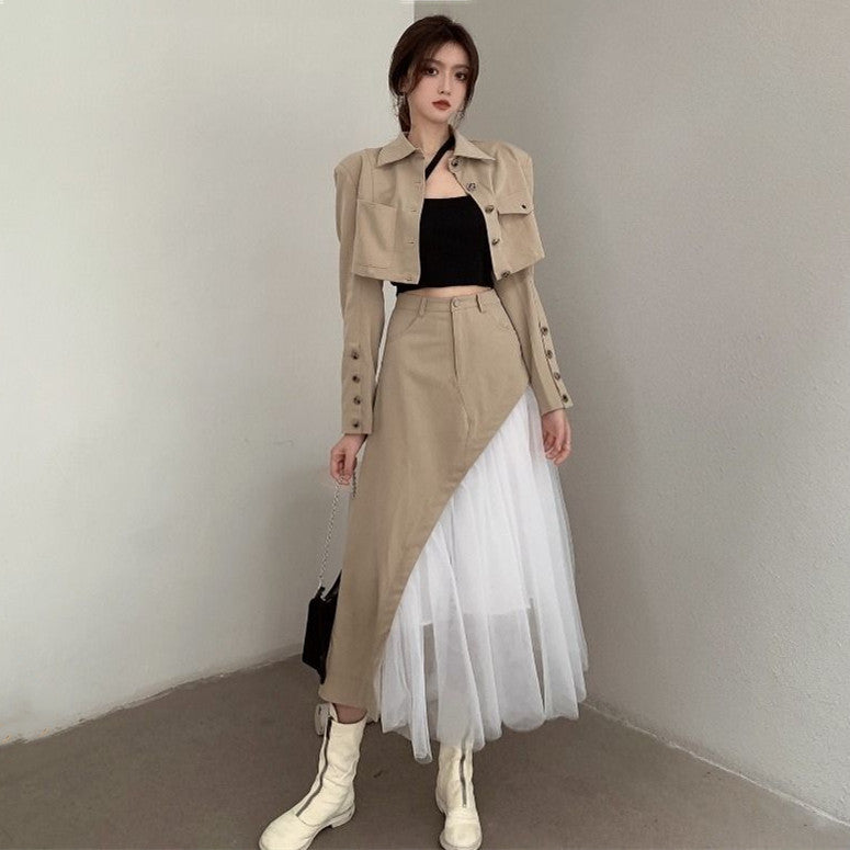 【Set】カジュアルセットジャケット+スカート W11232