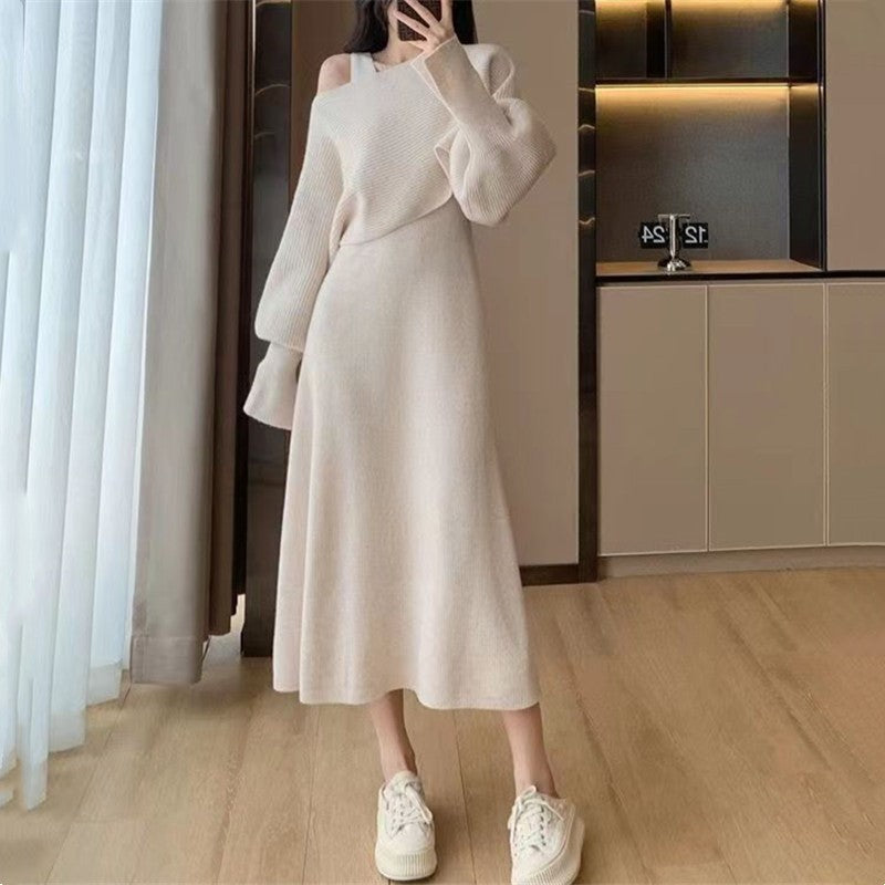 【Set】新入荷~ニット2点セット セーター + ノースリーブワンピ Z-6300