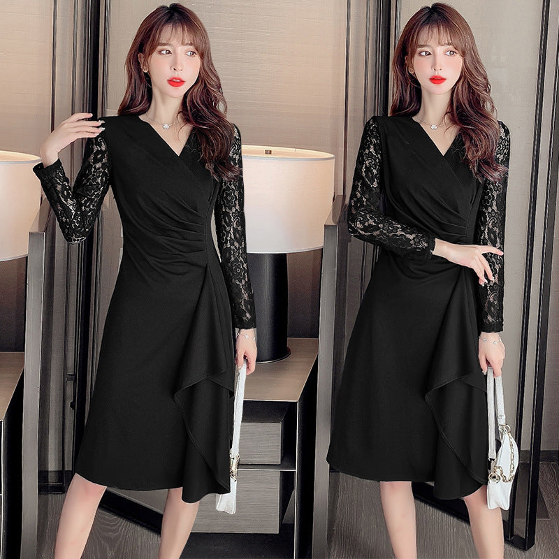 【Dress】フェミニンワンピース黒 Z8363