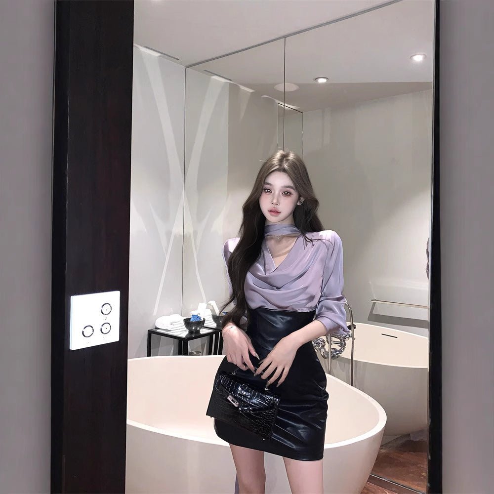 【Dress】フェイクレイヤードワンピース Z8153