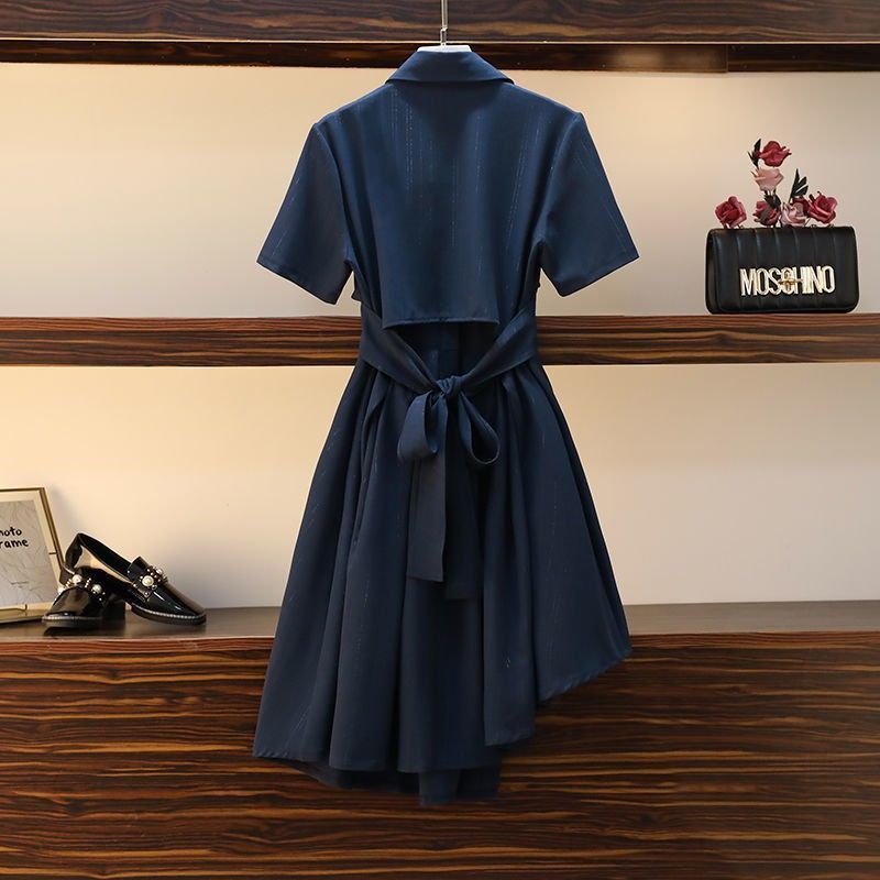 【Dress】美感いっぱい!レディースウエスト絞りbackリボン飾りスーツワンピース W-0696