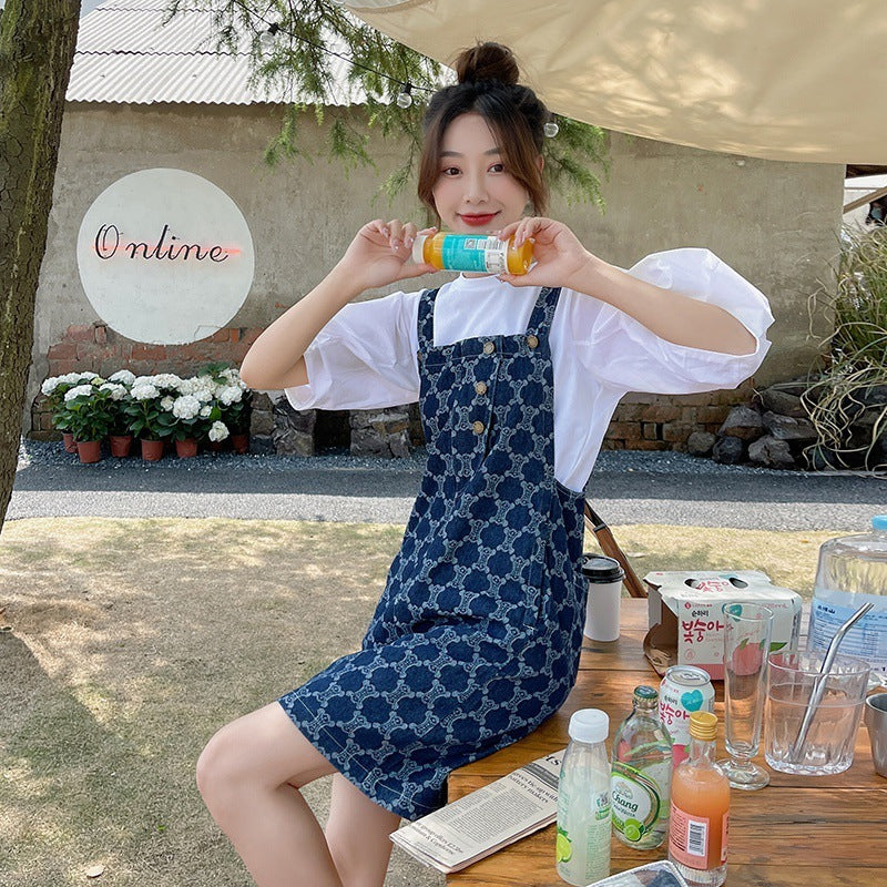 【Set】2点セット Tシャツ+サロペット  W12037