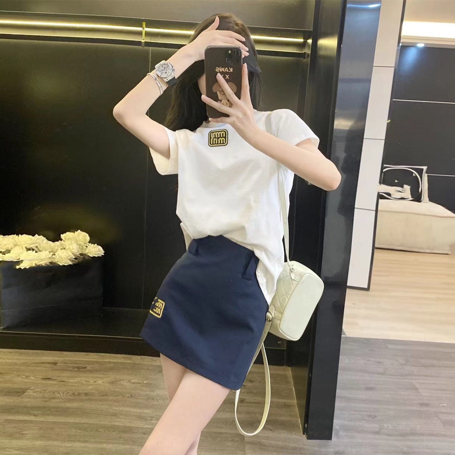 【Set】2点セット Tシャツ + スカート W12255