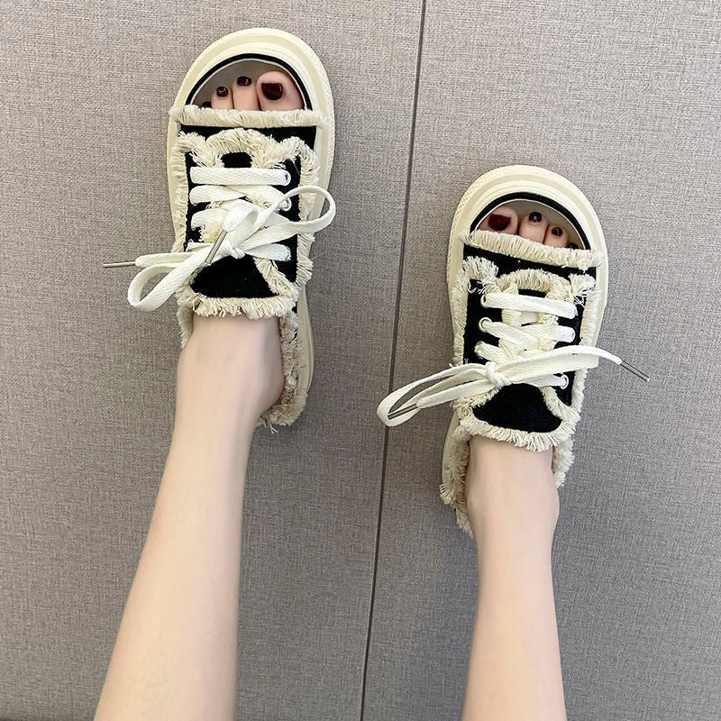 【Shoes】ヴィンテージ加工厚底スリッパ W11752