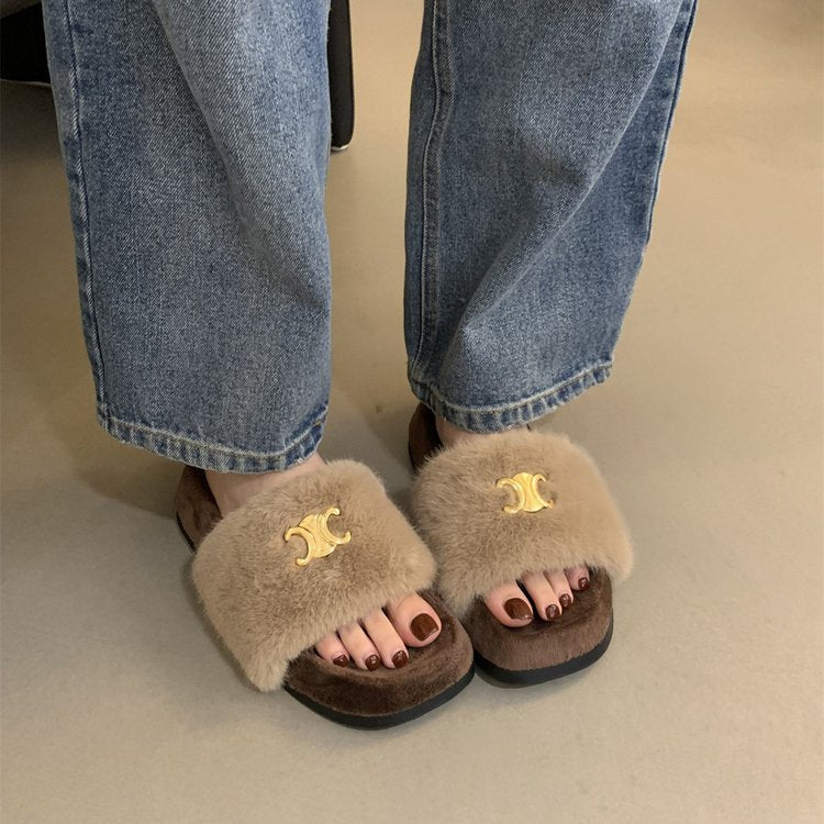 【Shoes】厚底ファースリッパ3色 Z8044