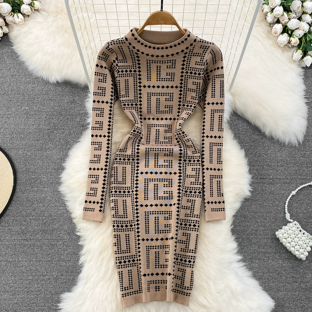 【Dress】新入荷~ジャカードニットワンピース W9222