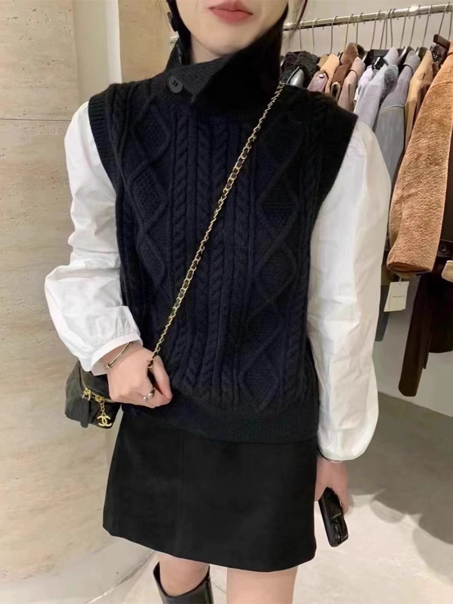 【Tops】3色展開フェイクレイヤードセーター W13725
