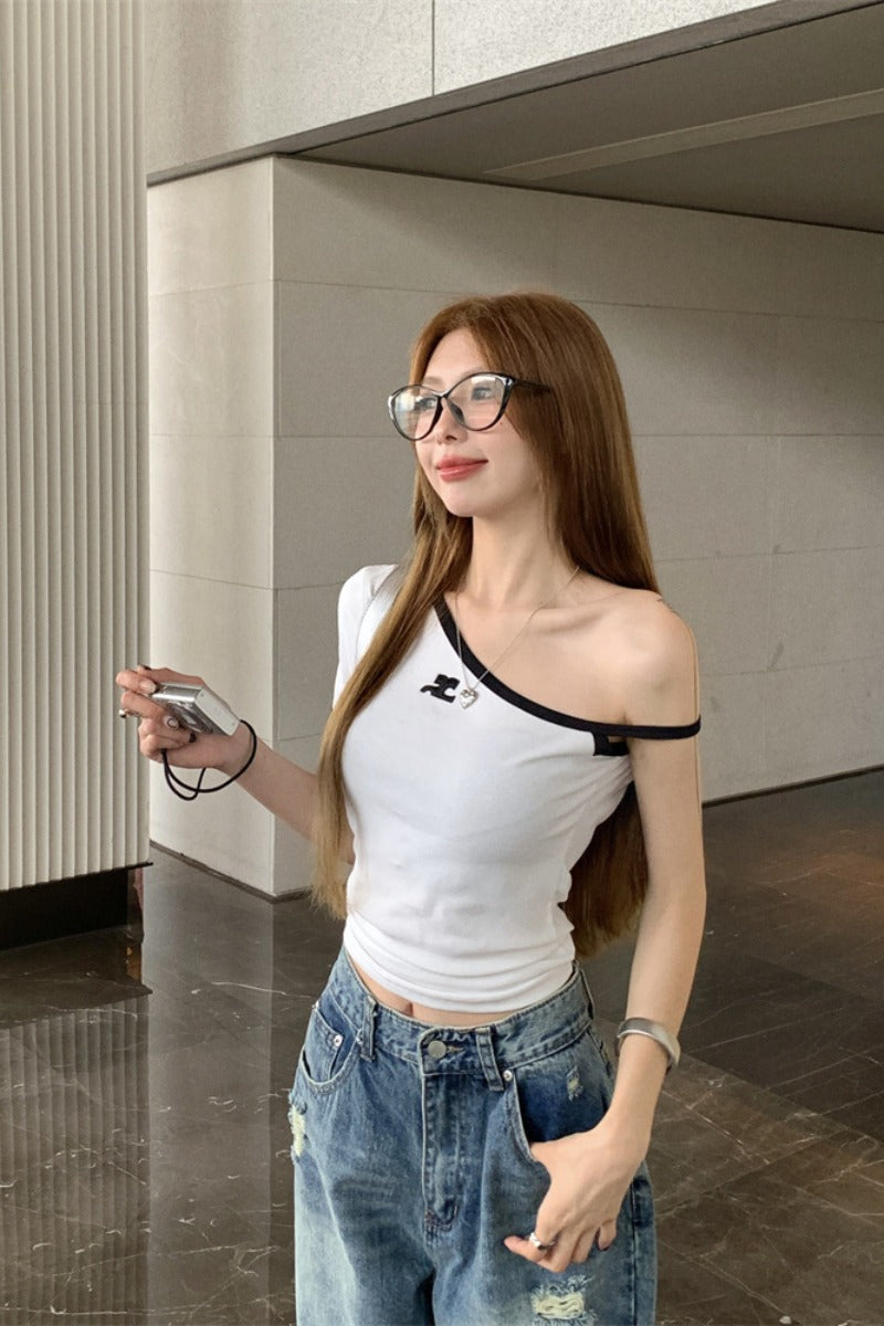 【Tops】新入荷~ワンショルダーTシャツ W11157