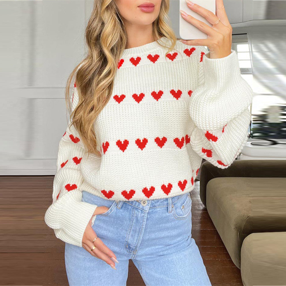 【Tops】2色展開ハート♡セーター W13563