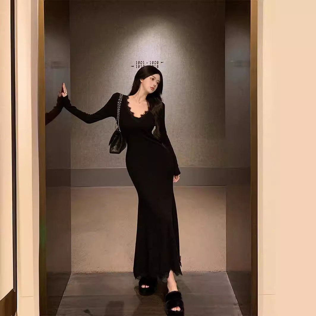 【Dress】レース切替マーメイドワンピース Z7785