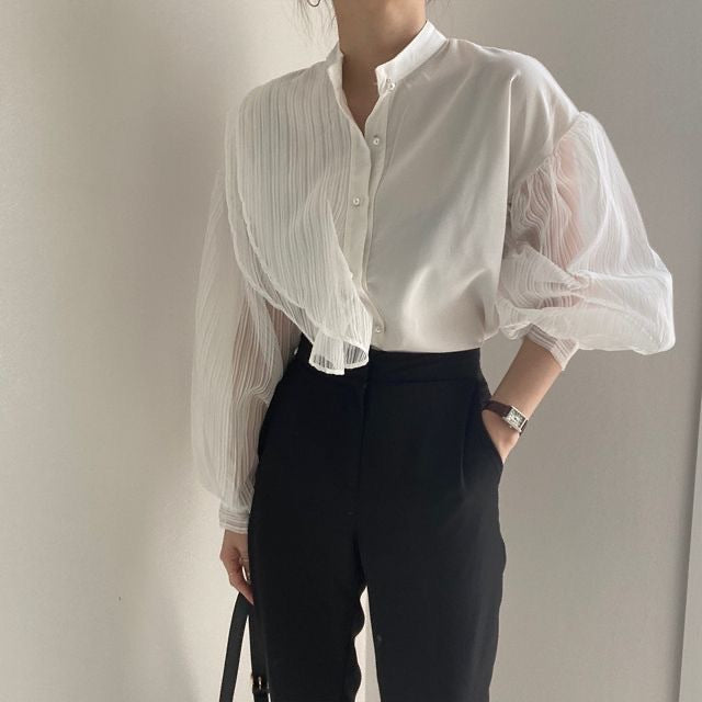 【Tops】パフースリーブシャツ Z7392