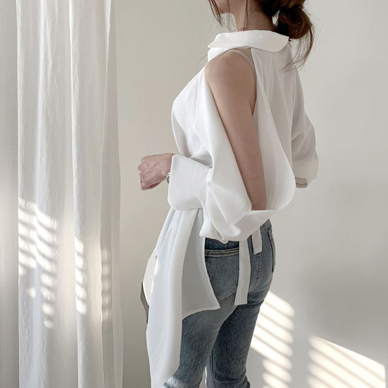 【Tops】バックレース春秋シャツ Z7684