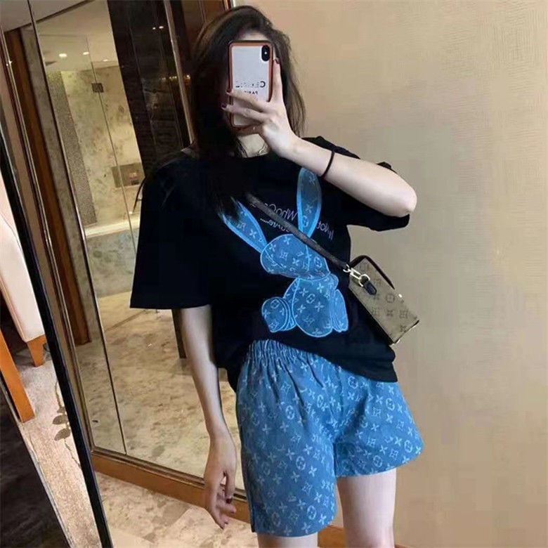 【Set】プリント2点セット Tシャツ+ パンツ   W10889