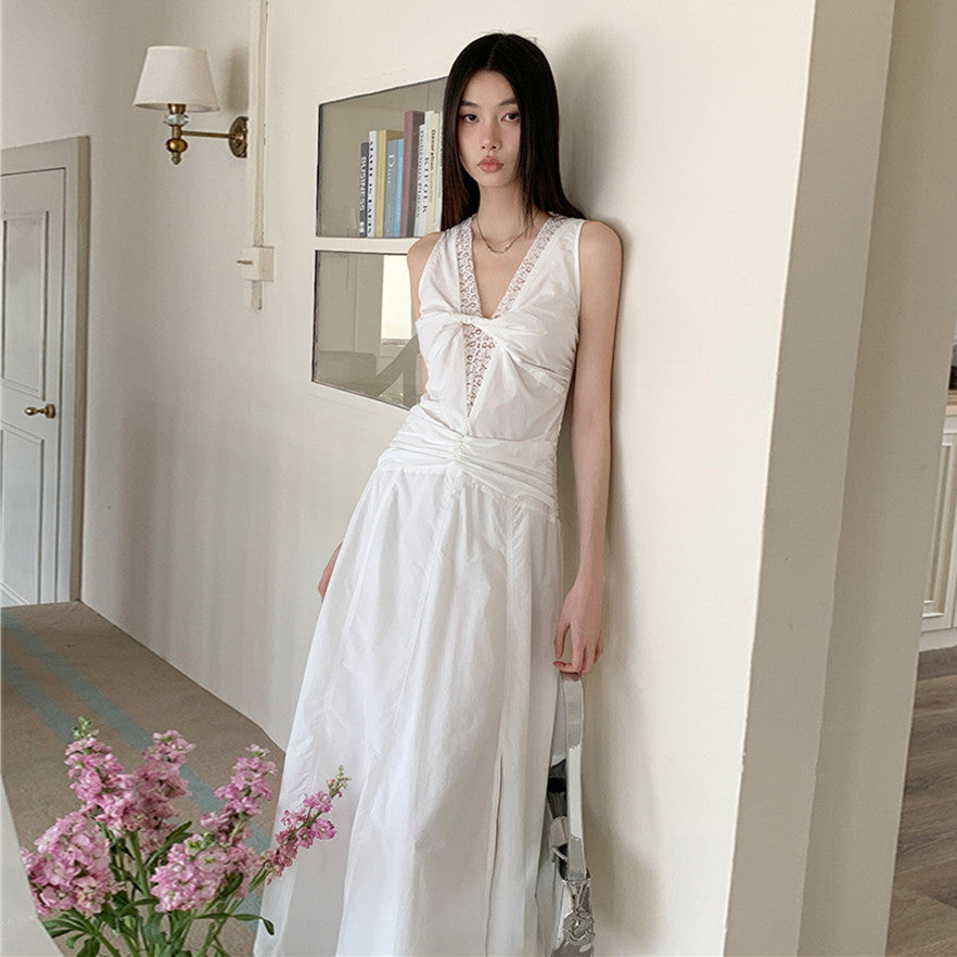 【Dress】レース切り替えワンピース W12327