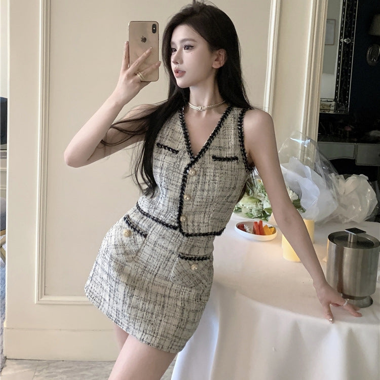 【Set】送料無料!ベスト+スカート2点セット T01376