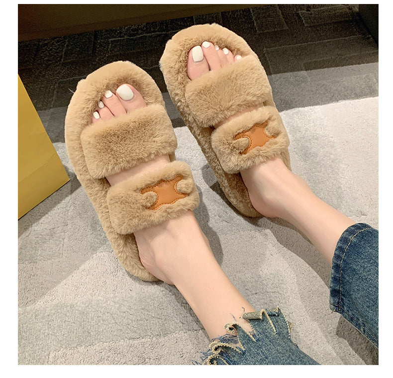 【Shoes】3色展開ファースリッパ W13365