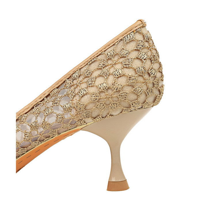 【Shoes】透け感レースパンプス W12067