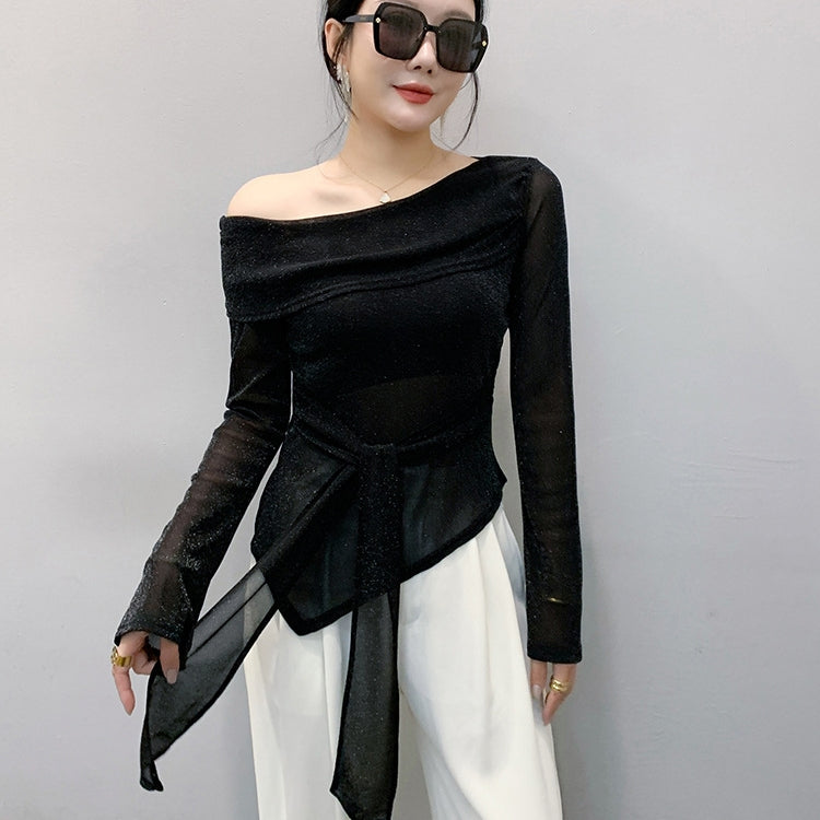 【Tops】オフショルダーTシャツ T01666