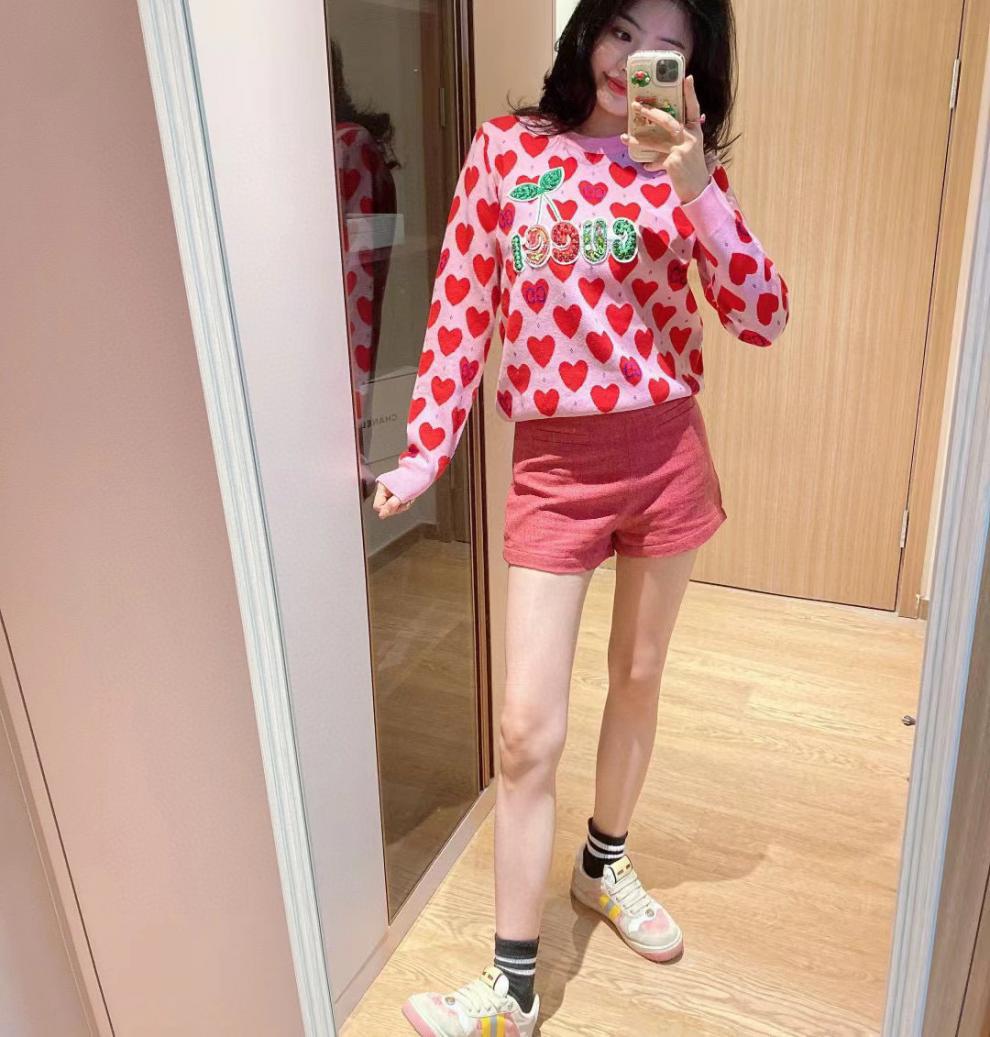 【Tops】新入荷~ハート柄♡ニット W9995