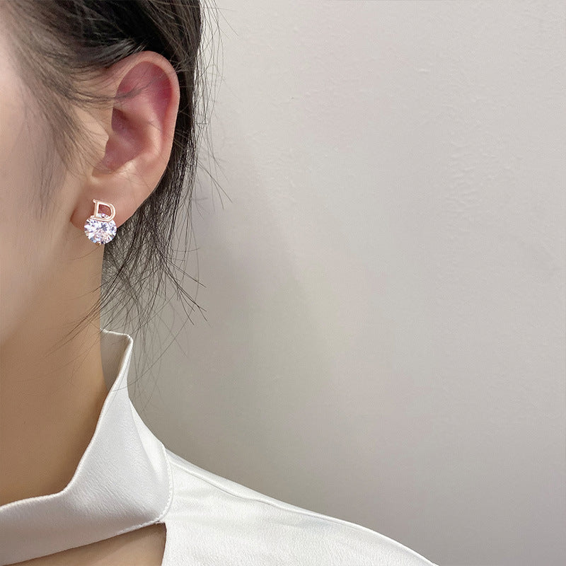 【雑貨】元気いっぱい~ レディース気質アルファベットダイヤモンドピアスアクセサリー W-4939