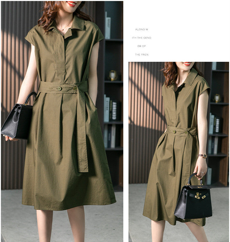 【Dress】ノースリーブシャツワンピース W11780