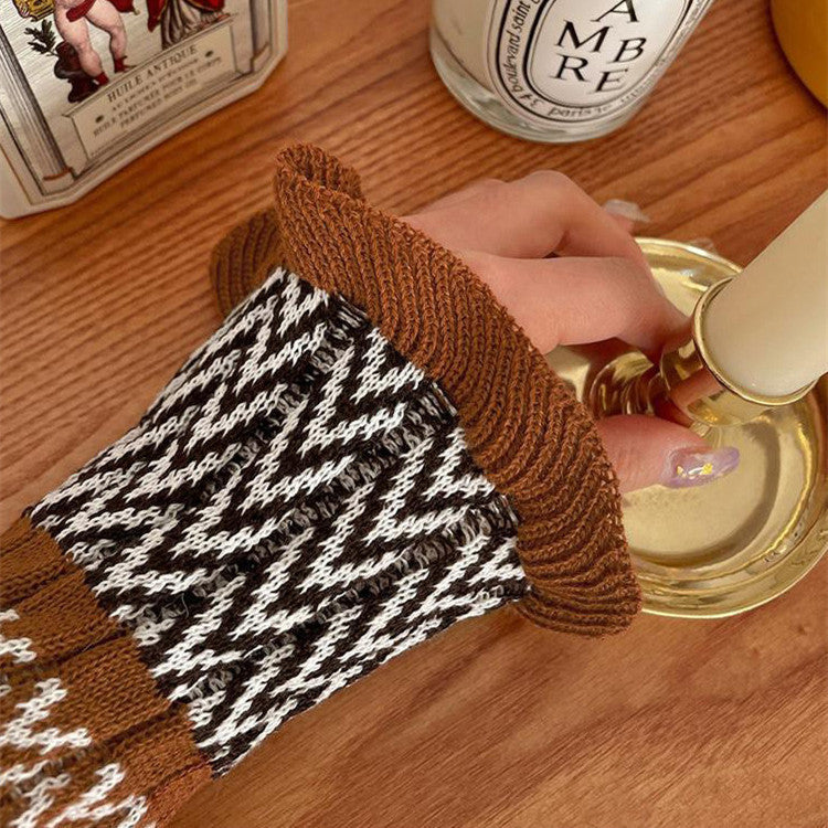 【Dress】配色ロング丈ニットワンピース W9572