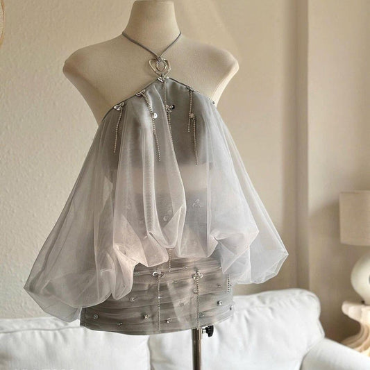 【Set】高級感のあるホルターネックスーツ T01564