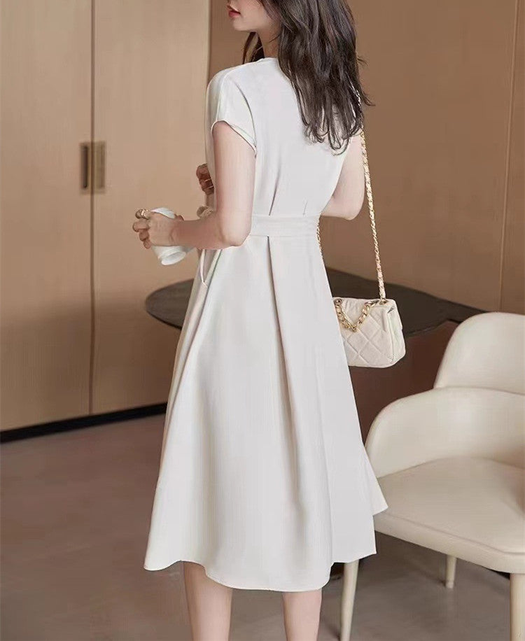 【Dress】フレンチレトロ~オフィスOL通勤vネックワンピース W7661