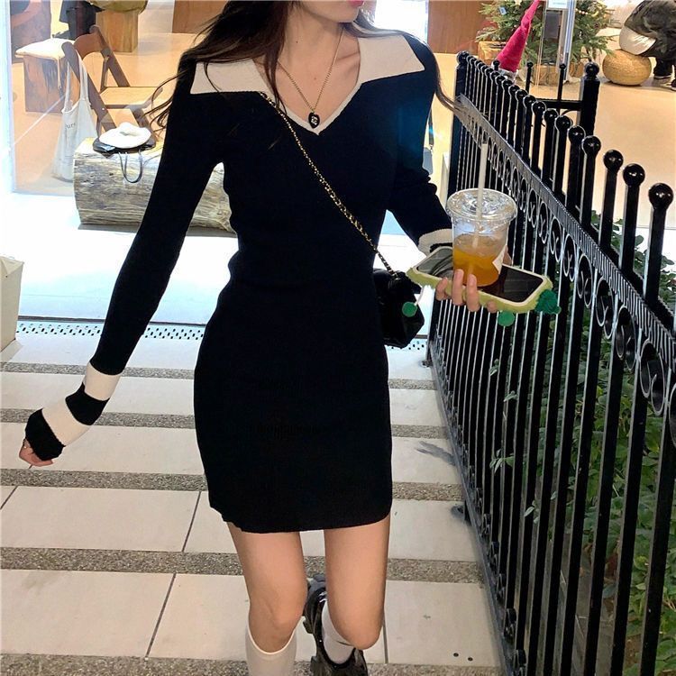 【Dress】配色タイトワンピース W13690