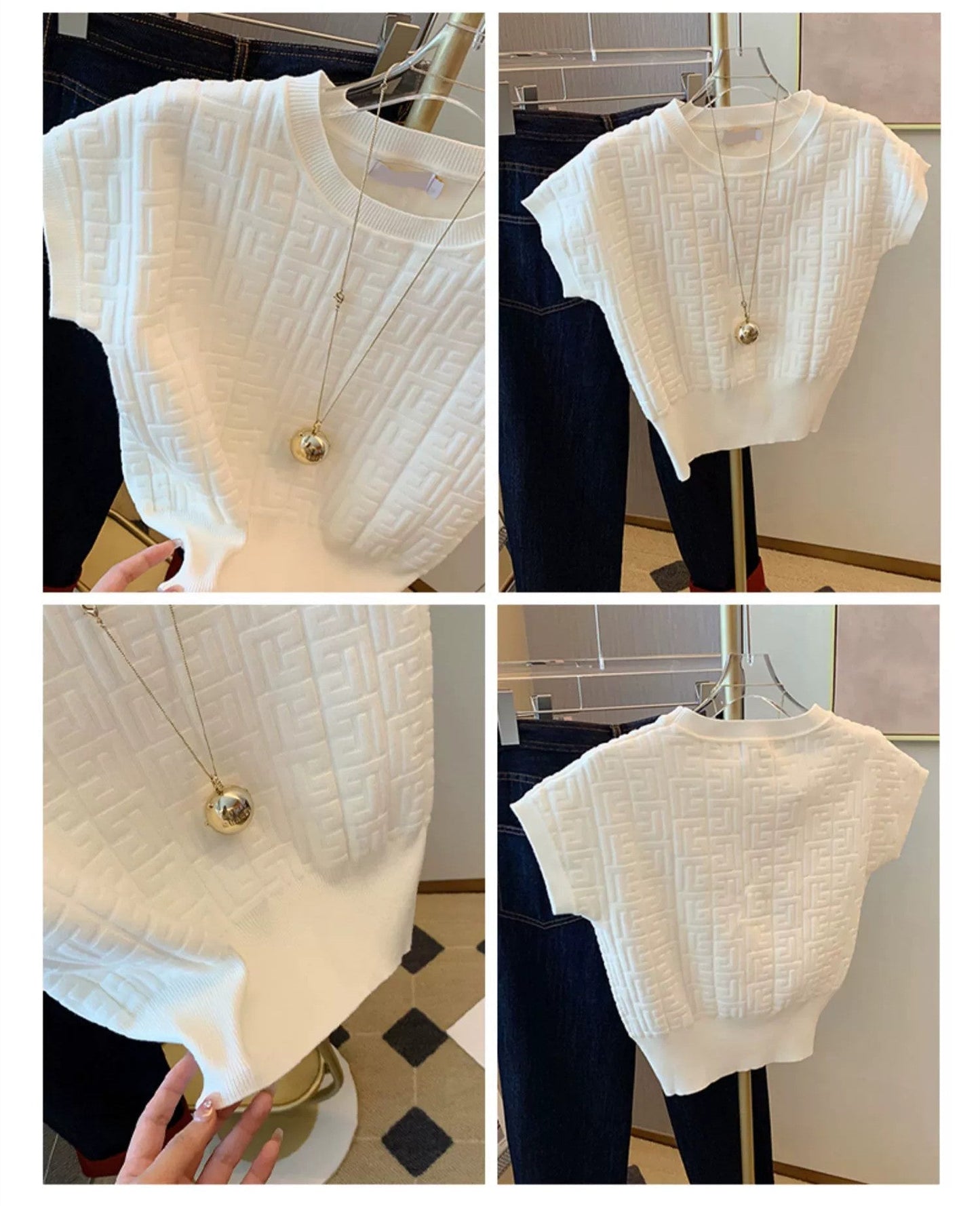 【Tops】3DエンボスTシャツ W10858