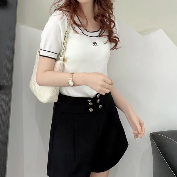 【Tops】ニットTシャツ W12444