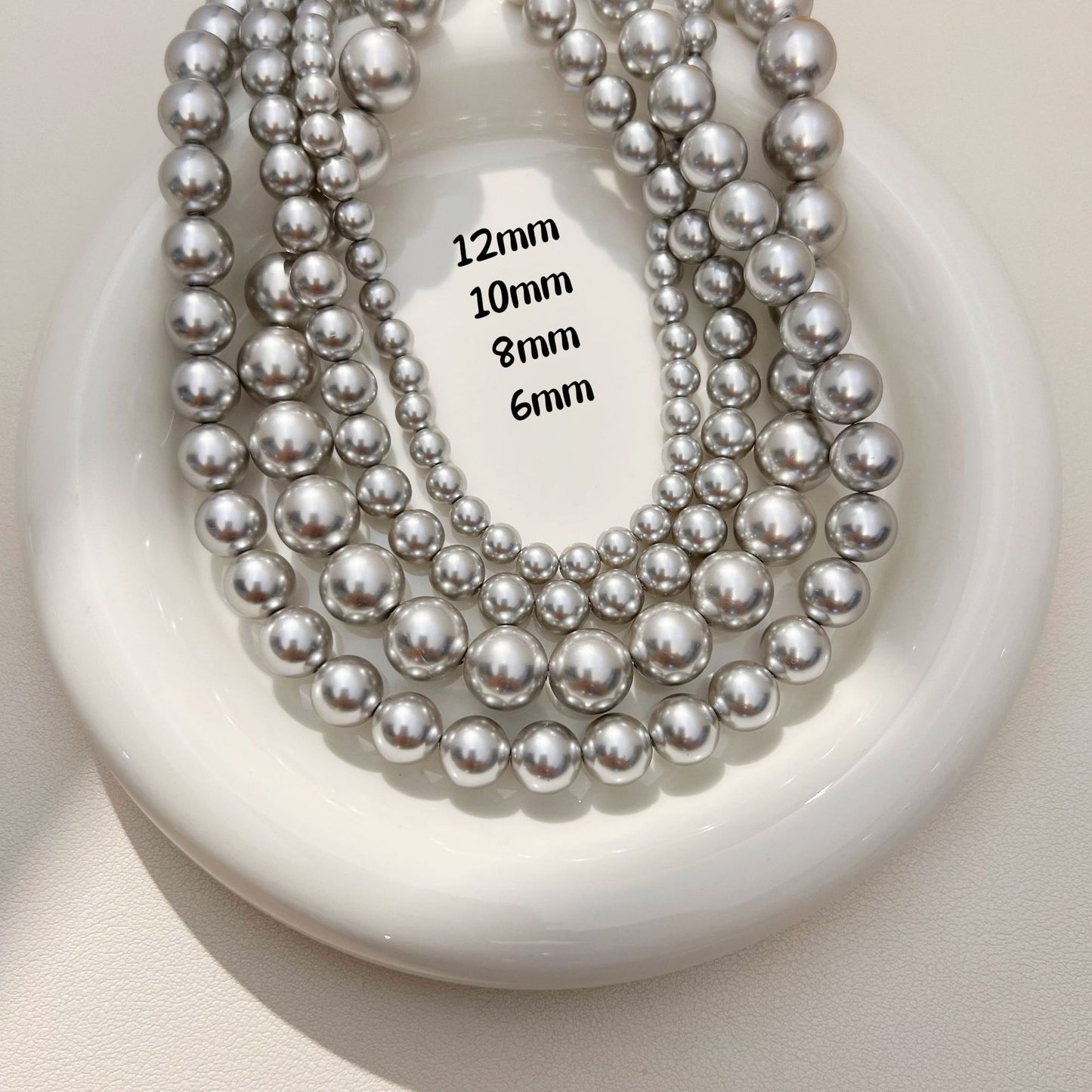 【雑貨】シルバーグレーガラス真珠ネックレス T01749